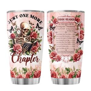 Just One More Chapter Book Reader Skeleton Floral Tumbler